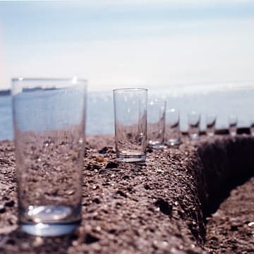 Eight Glasses (Rain Water Collection on Nothingness), Maine, 2002
